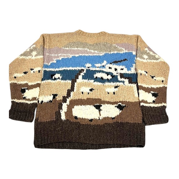 Woolrich Women's M Wool Knit Sweater Sheep Landscape Vintage - Picture 11 of 12